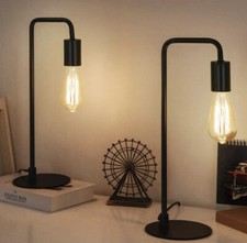 Industrial Table Lamps - Vintage Nightstand Lamps Set of 2, Bedside Lamps