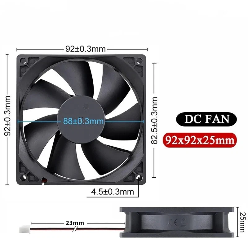 9cm 9025 12V 24V silent chassis cooling fan 2-wire 92*92*25mm - Image 2 of 4