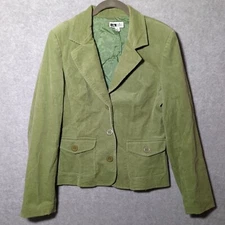 I.N. Studio Women’s Corduroy Blazer Jacket 8 Green Classic Preppy Business Y2K