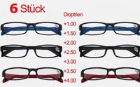6 Stk. Lesebrille Lesehilfe Elastisch Bunt Unisex Rot Schwarz Blau Set