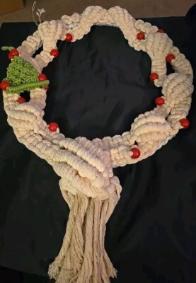 Macrame Christmas Wreath Wall Hanging  22'' To Tassel 