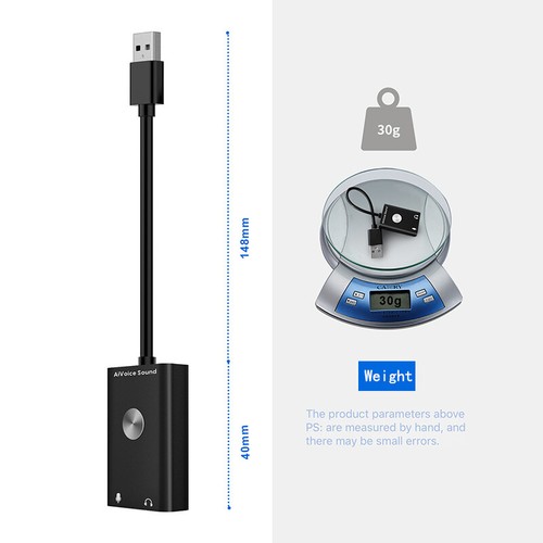 3.5mm Jack Sound Card Adapter Input AI Smart Voice to Text Translator Search - Photo 7/9