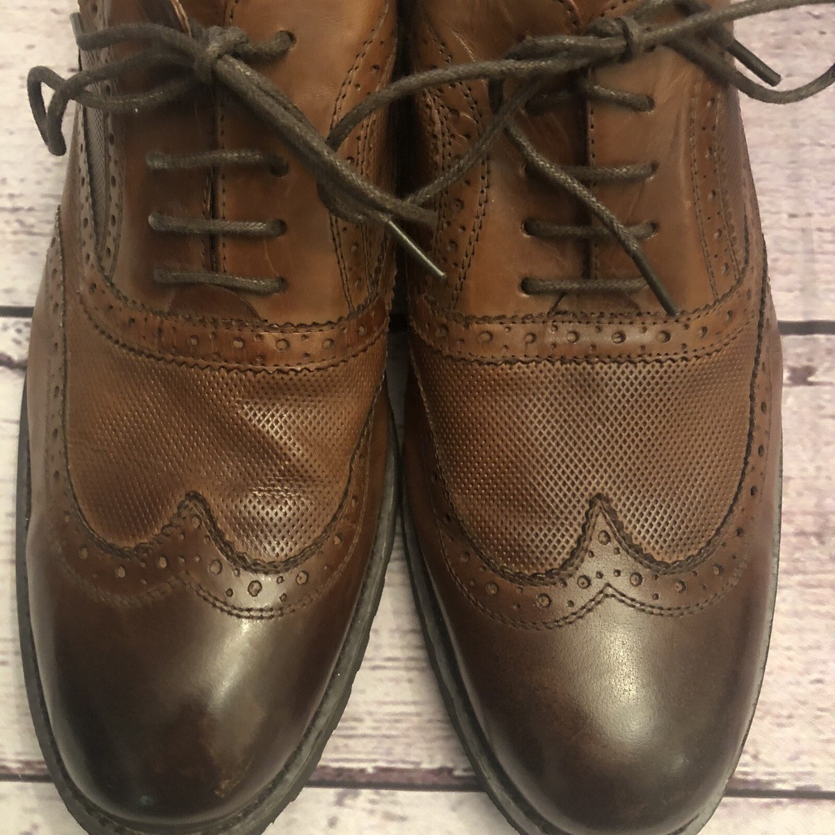 NEW Steve Madden Mens Wing Tip Oxfords Shoes Size 9 Brown Leather $135 Steve Madden Dress Shoes Brown Leather Wingtip Oxford with  main image 3