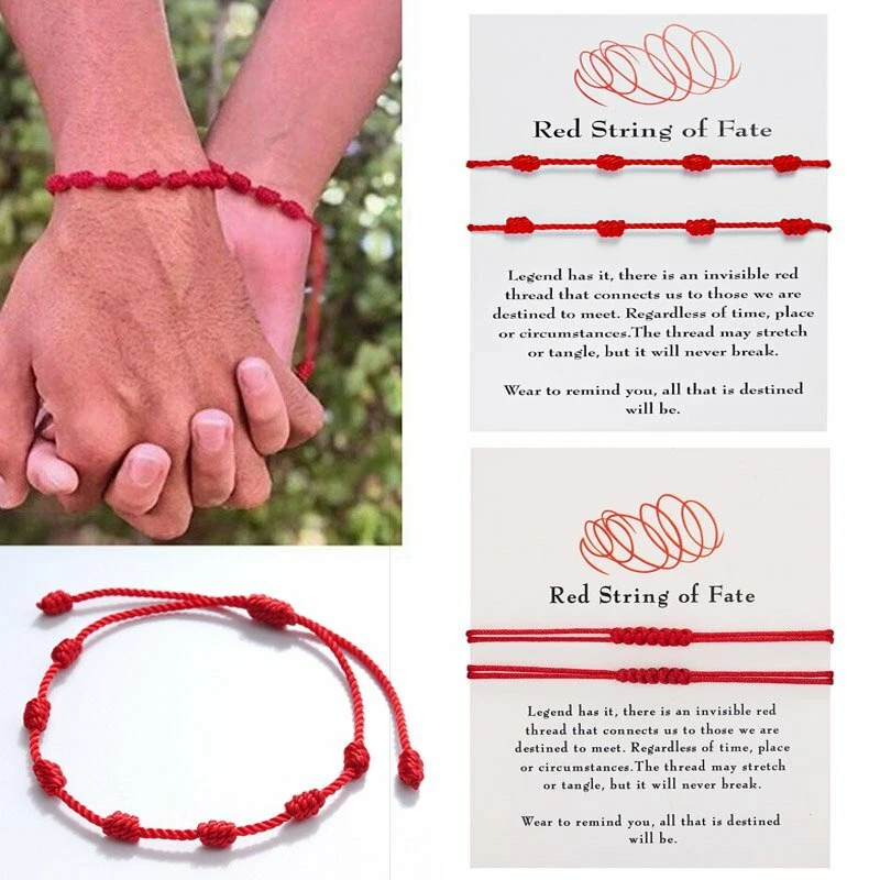 7 Knot Lucky Red String Red Braided Bracelet Bangle Amulet Chain Women Men  Gift