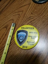 BMW MOA 2010 Motorcycle Owners of America Rally Pin Button Volunteer In GC 