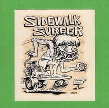 VINTAGE ORIGINAL 1964 ED ROTH "SIDEWALK SURFER" V-8 SUPER SKATE WATER DECAL ART
