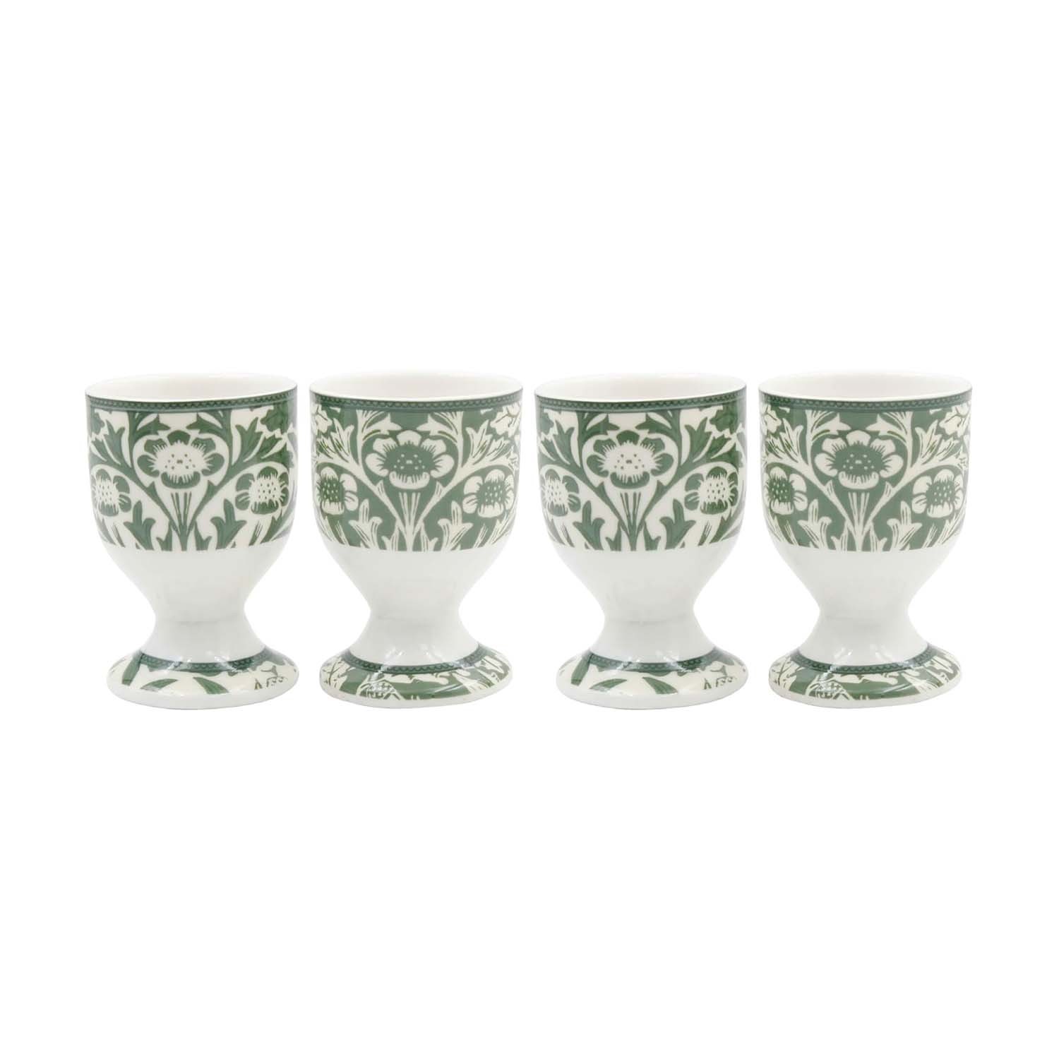 Ceramic 4Pc Egg Cups William Morris Acorn Breakfast Boiled Eggs Holder Stand
