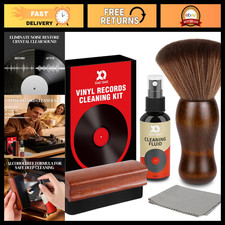 5-in-1 Vinyl Record Cleaning Kit - Soft Velvet Brush, Anti-Static Cleaner, Cloth