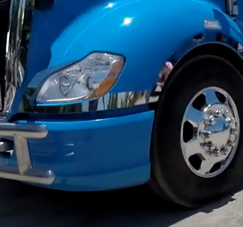 KENWORTH T680 HEADLIGHT STAINLESS STEEL TRIM BEZEL PAIR SET