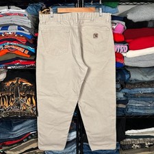 Vintage Carhartt Made in USA Workwear Canvas Tan Pants Size 38x30