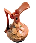 VINTAGE ROSEVILLE POTTERY BROWN CLEMATIS EWER #17-10 MCM