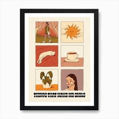 Things That Make Me Smile Illustrat Framed Wall Art Poster Canvas Print Picture