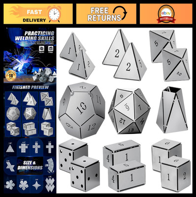 18 PCS Welding Practice Kit - 17 Gauge Mild Steel Coupons & Dice for MIG, TIG, A
