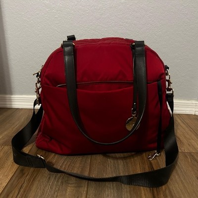 L&S Red Shoulder Travel Bag Carry on Red Nylon Medium size Adjustable strap
