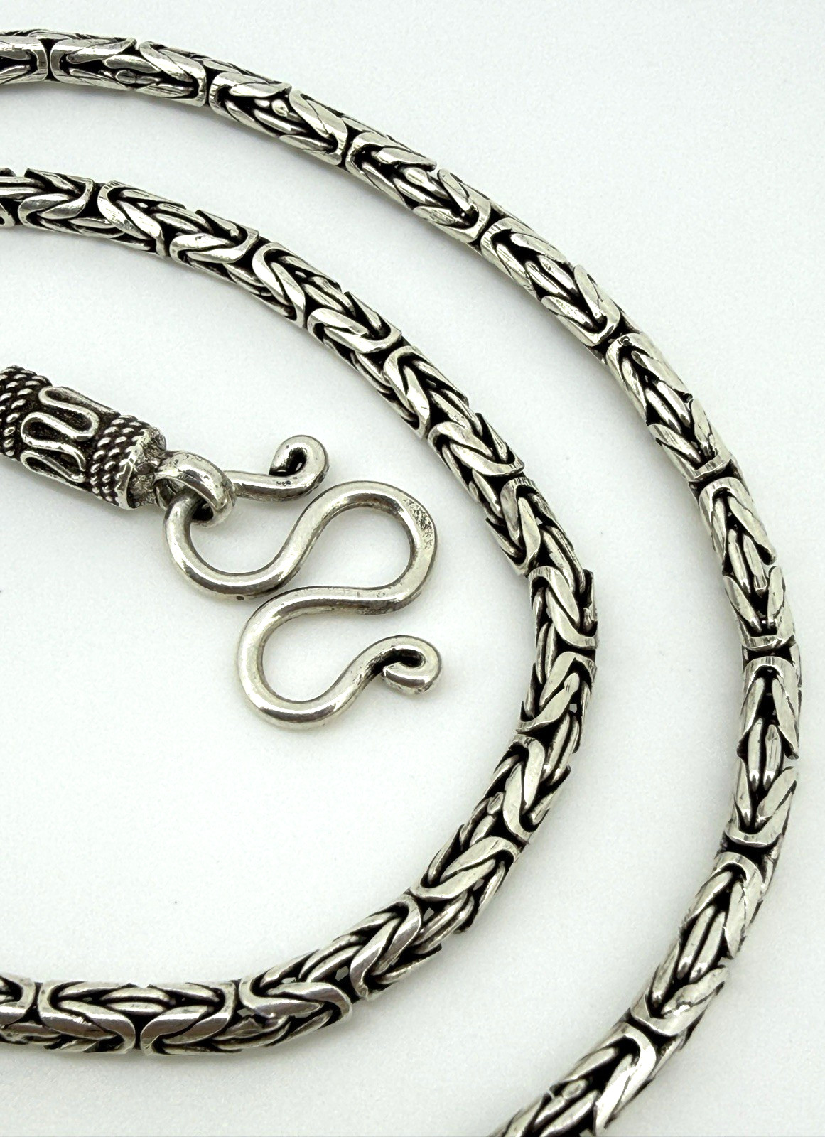 Solid Sterling Silver 925 Byzantine Chain Necklac… - image 3