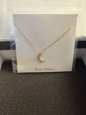 Kris Nations 18k Gold Vermeil Half Moon Pendant Necklace 16-18" Adjustable