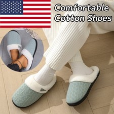 Men and Women Cow Horn Buckle Slippers Anti Slip and Warm Home Cotton Slippers