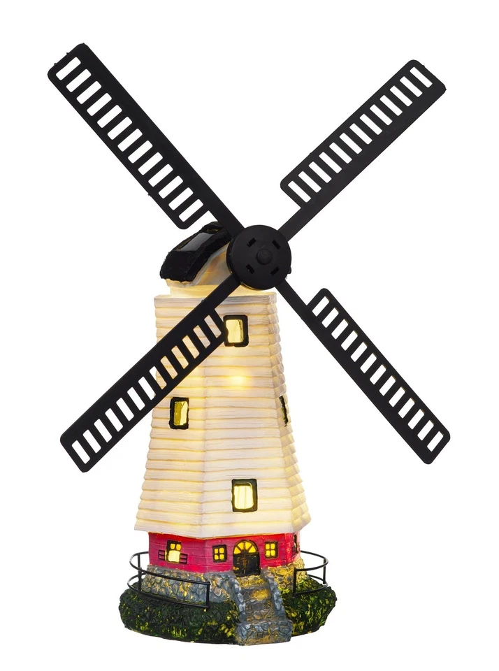 LED Solar Windmühle Garten Deko Leuchte Windrad Solarleuchte Teich Balkon - Bild 3 von 4