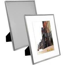 Silver 8x10 Picture Frames Set of 2 Photo for Wall Mount or Tabletop with 5x7