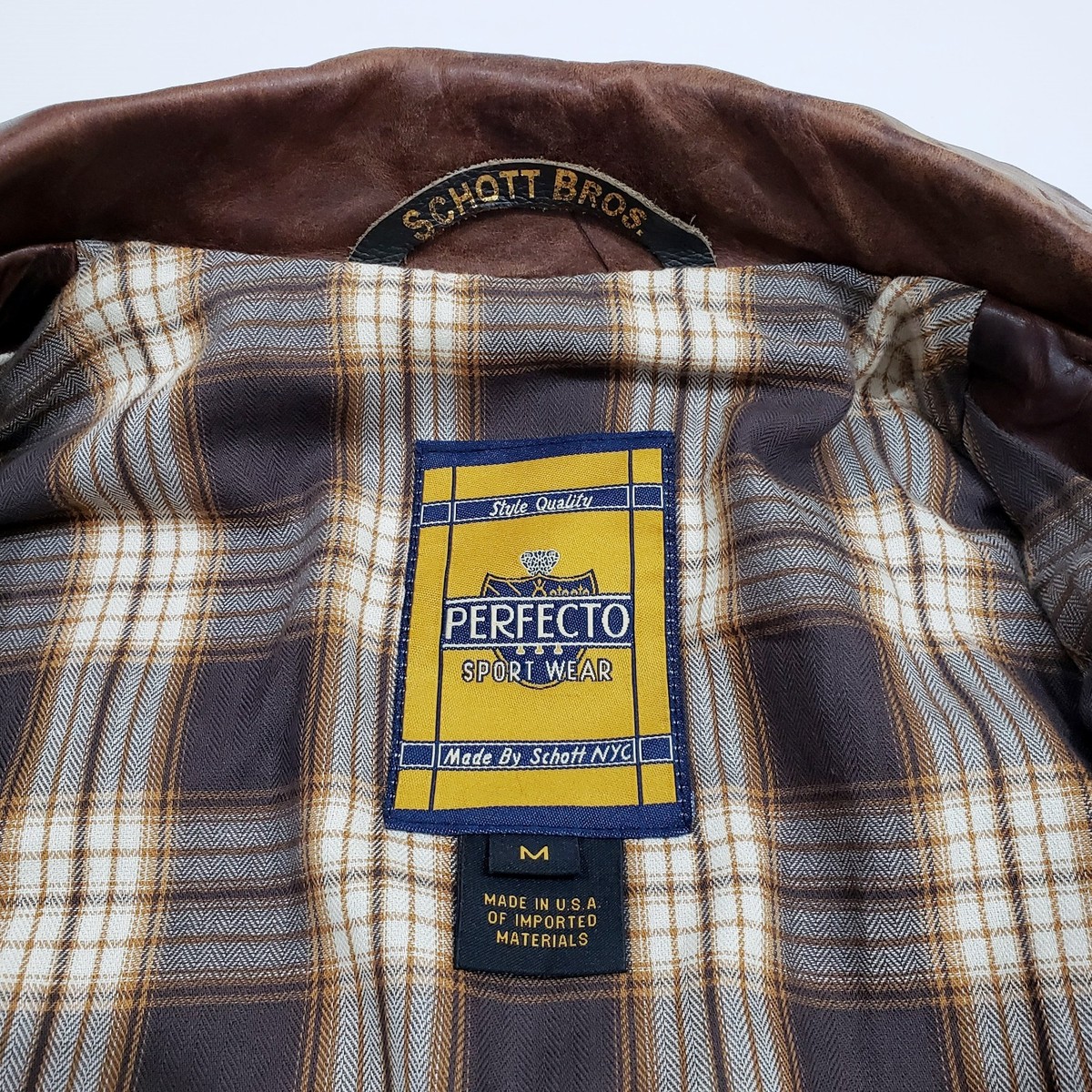 SCHOTT 619 PERFECTO Lightweight Brown Hand-Oiled Jacket Distress