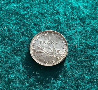 PIECE DE 1 FRANC SEMEUSE ARGENT 1898 SUP 5g 835/1000