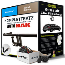 Anhängerkupplung abnehmbar für RENAULT Clio Fliessheck +E-Satz Kit (AHK+ES)