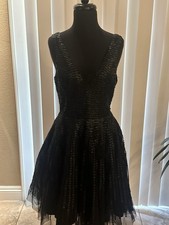 Parker Black Mesh Sequins Dress Size 8 Black - Original Price: $800 SALE $495
