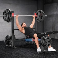 8 in 1 900LBS Weight Bench Set with Squat Rack Leg Extension  Leg Curl Workout