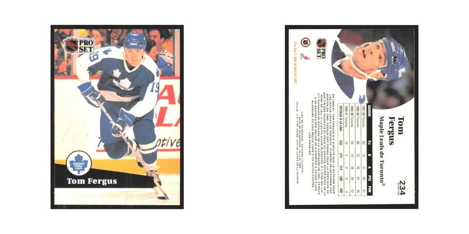 1991 Pro Set Tom Fergus Toronto Maple Leafs #234 - Image 3 of 3