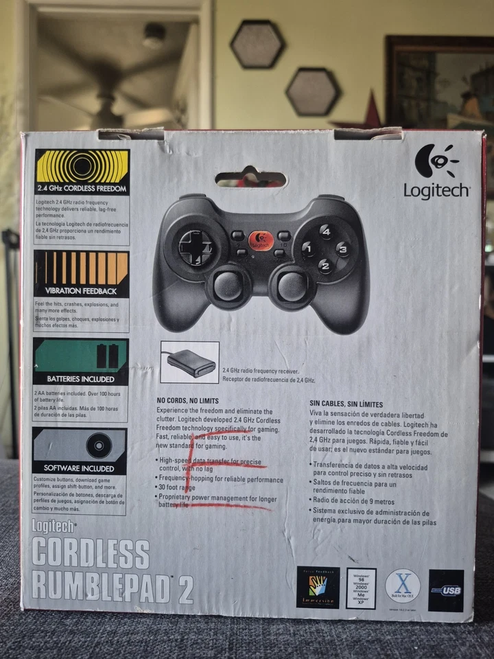 BRAND NEW SEALED Logitech Cordless Rumblepad 2 Vibration Gamepad Controller PC - Image 3 of 4