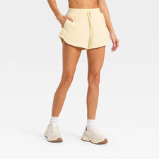 Women Active Comfort French Terry High-Rise Shorts 2.5" - Yellow, Size S