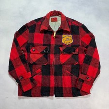Vintage 60's Sears Buffalo Plaid Wool Jacket Men's Small Hunting Mackinaw Coat