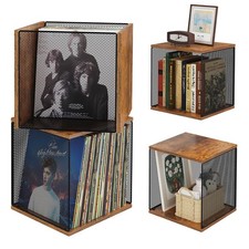 Honkazita 2 Cubes Record Holder Shelf Storage Furniture, Wooden Vinyl Record