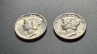 1944 Mercury Dimes (2)-Denver Uncirculated, San Francisco Circulated-90% Silver