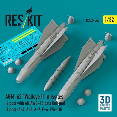 ResKit RS32-0563 - 1:32 AGM-62 Walleye II missiles (2 pcs) with AN/AWG-16 data l