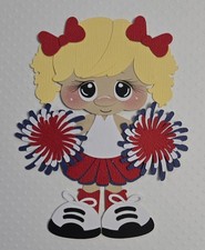 Cheerleader Standing Blonde Hair Red/Blue. Scrapbook, Card Making Paper Piecing
