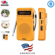 J-166 Portable Radio AM FM, Battery Operated Radio with Tuning Light, Back Cl...