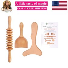 3-in-1 Wood Therapy Massage Tools Lymphatic Drainage Massager Wooden Massager...