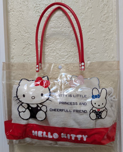 Vintage Sanrio HELLO KITTY Clear Vinyl Tote Bag 1988 Japan