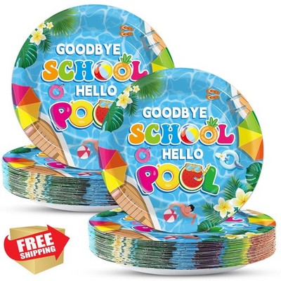 CHUNNIN Goodbye School Hello Pool Party Plates