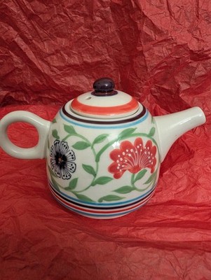 HAND-PAINTED  REPLACEMENT 14 OZ. ''TEA FOR TWO'' COLORFUL TEAPOT