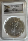 2014 $1 AMERICAN SILVER EAGLE NGC MS70 FIRST RELEASES BALD EAGLE LABEL