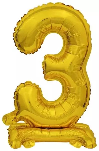 194099039826 Balon foliowy mini cyfra 3 ze stopk zota 22x40cm Amscan 2790₽