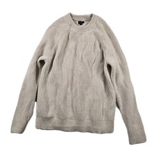 J.Crew Womens Cream Cable Knit Crew Neck Fisherman Sweater Size M Ivory
