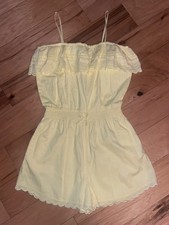 RALPH LAUREN GIRLS YELLOW ROMPER W/ EYELIT RUFFLE SIZE 16 EXCELLENT COND LD9
