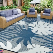 HOMCOMODA 8’x10’ Waterproof Reversible Outdoor Rugs - Lightweight Patio Mats