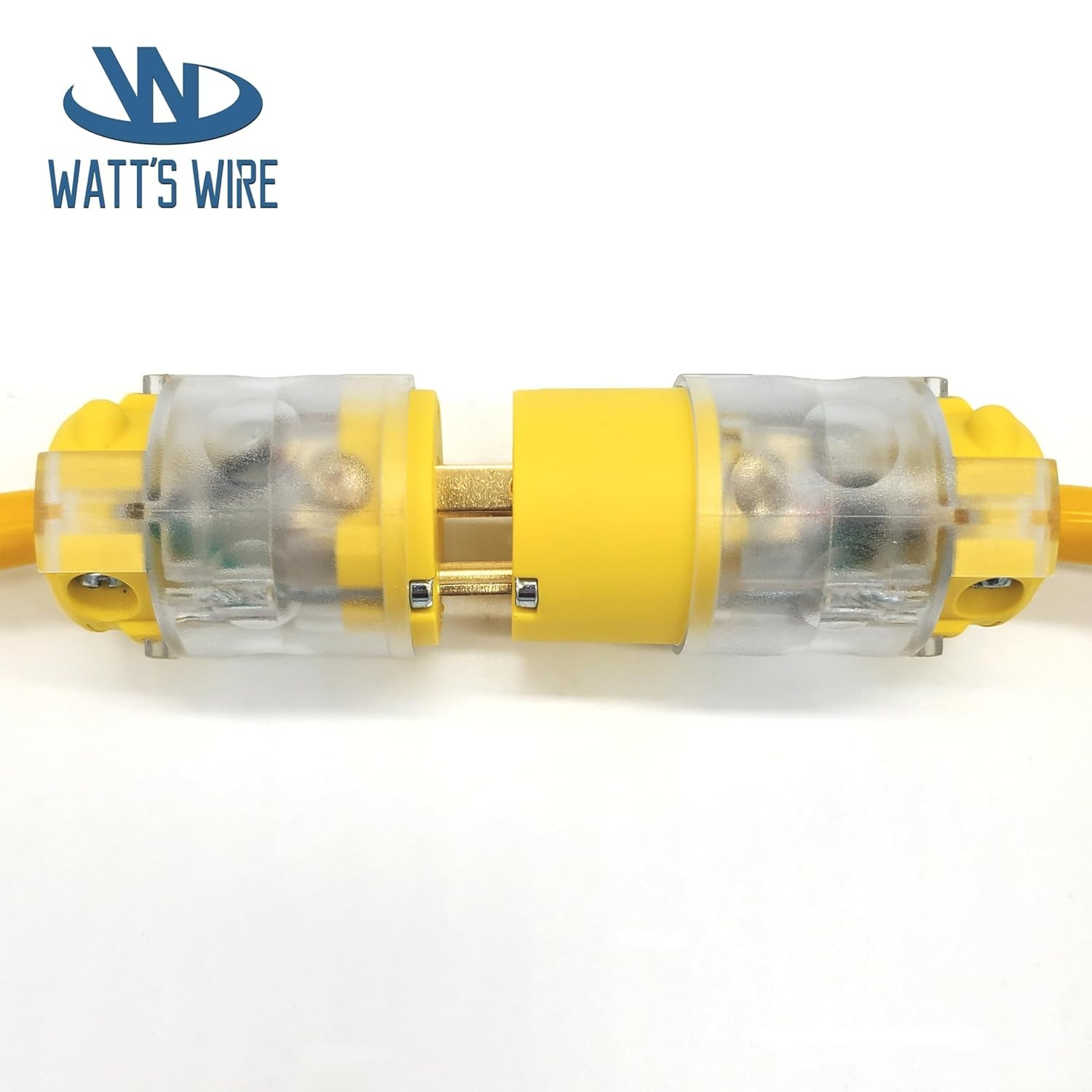 Extension Cord Ends Male and Female 1 Set, 15 Amp 125 Volt NEMA 5-15 Yellow