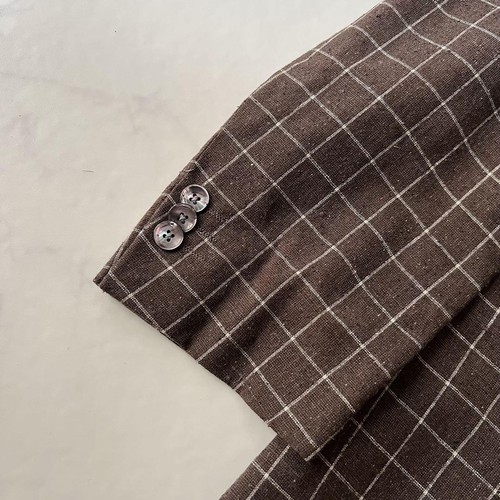 BOGLIOLI Linen Silk Tailored Jacket Brown Check 50XL - Picture 9 of 12