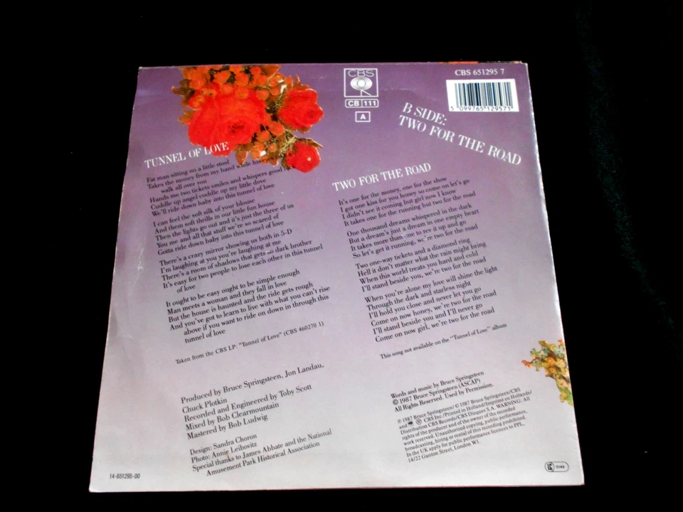 BRUCE SPRINGSTEEN/TUNNEL OF LOVE/CBS/HOLLAND PRESS SP 7" - Photo 2/2