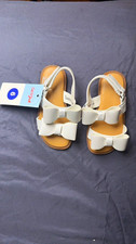 Cat & Jack Girls White Bow Strappy Ankle Strap Buckle Sandals Open Toe 6